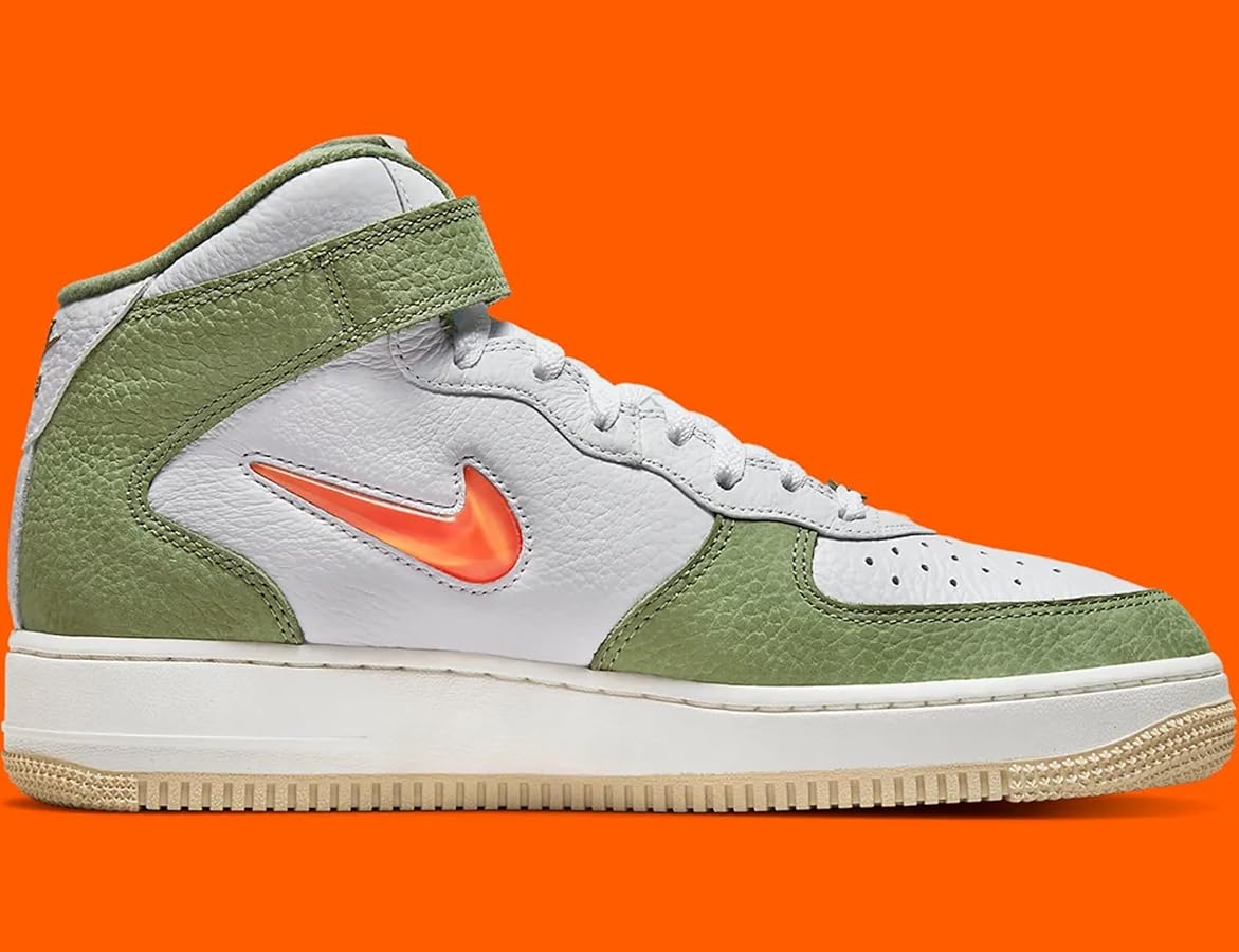 Amazon.com | Nike mens Air Force 1 Mid Qs, White/Oil Green